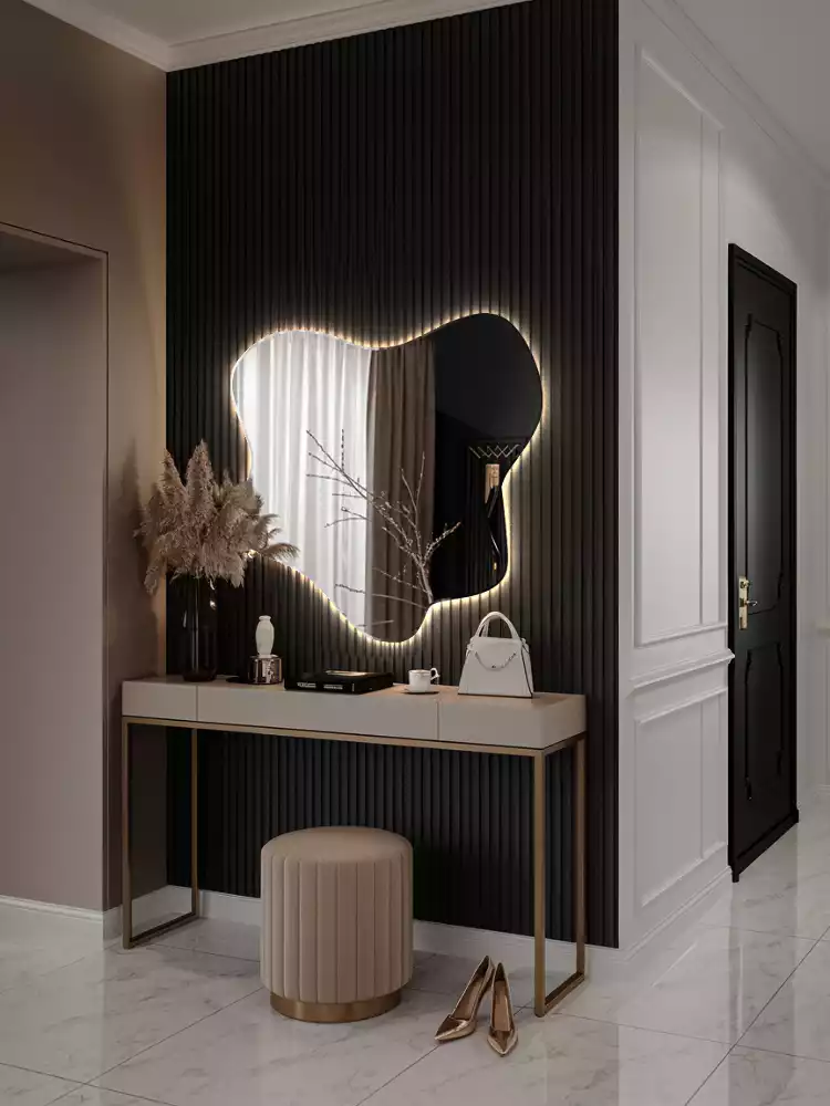 Miroir décoratif moderne en forme de tache avec éclairage intégré