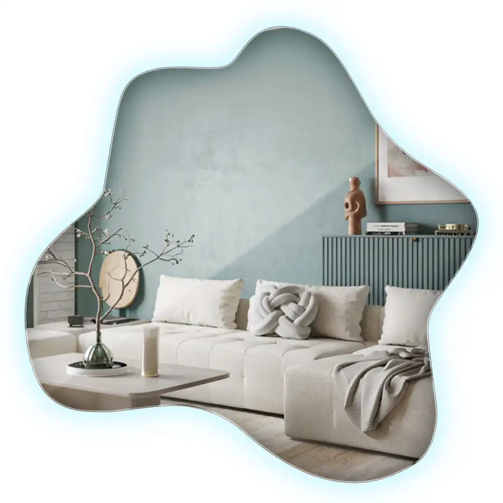Miroir décoratif moderne en forme de tache avec éclairage intégré