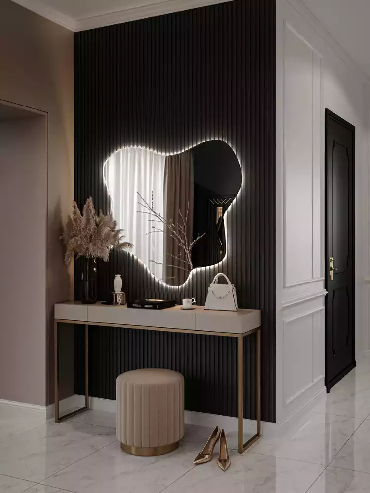 Miroir décoratif moderne en forme de tache avec éclairage intégré