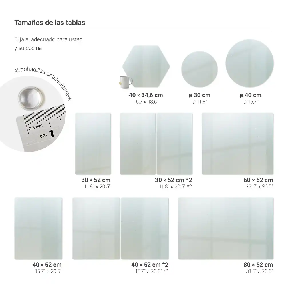 Planche à découper hexagonale en verre semi-transparent
