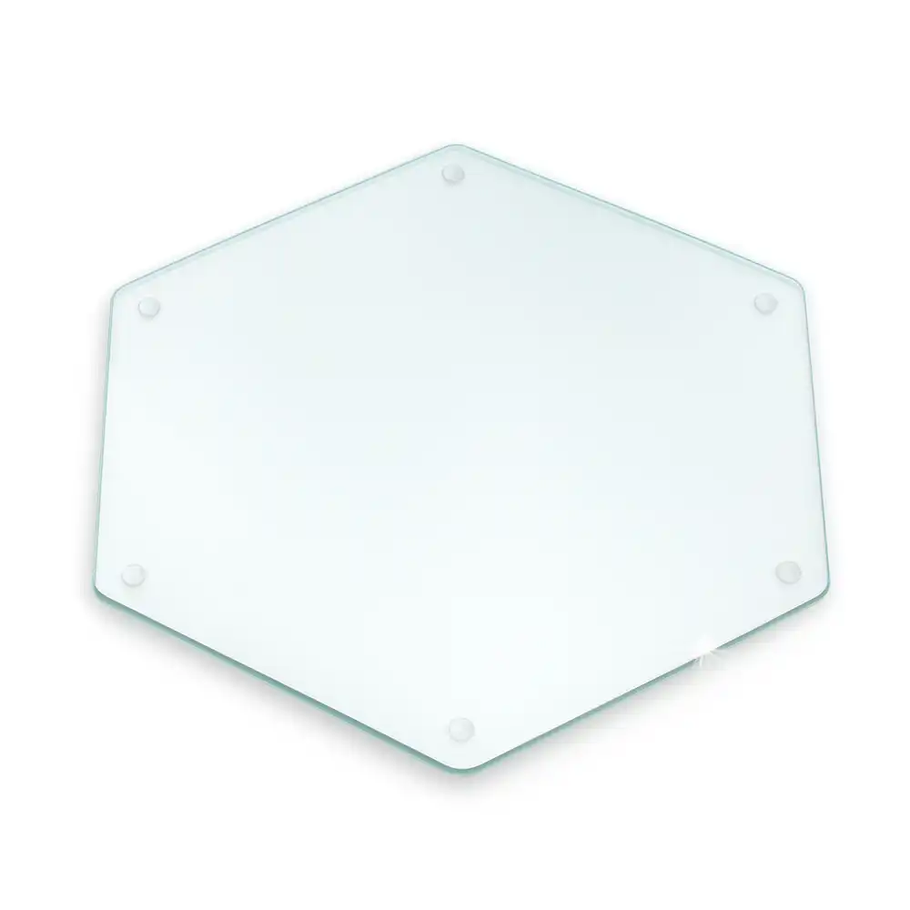 Planche à découper hexagonale en verre transparent