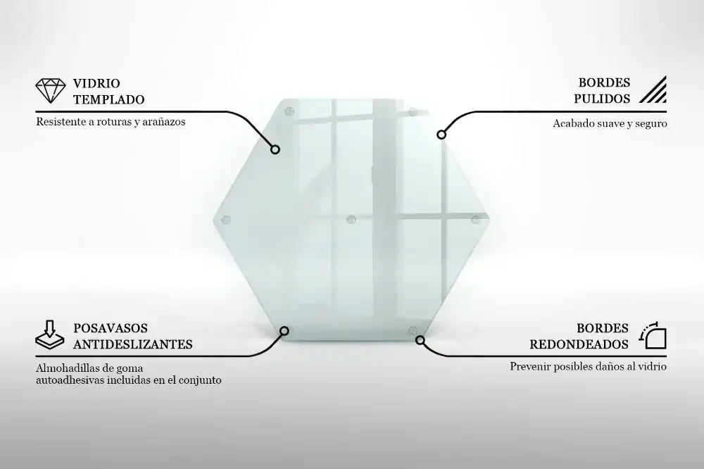 Planche à découper hexagonale en verre transparent