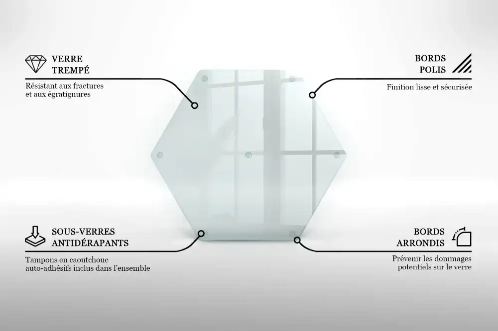 Planche à découper hexagonale en verre transparent