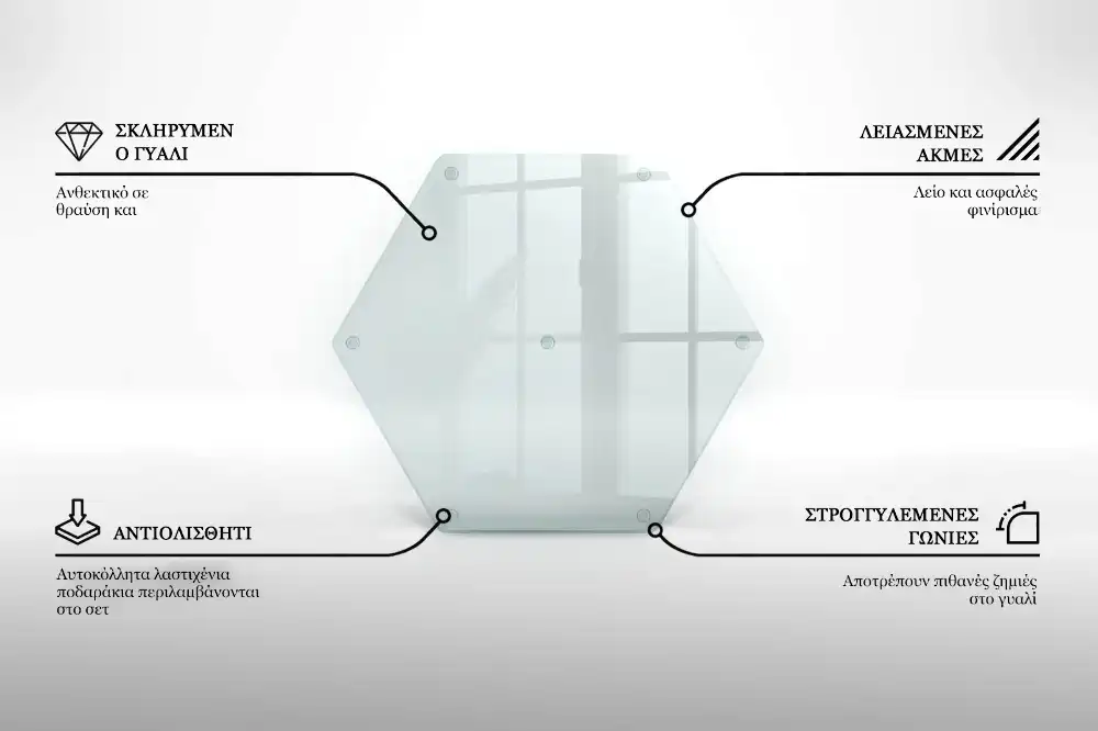 Planche à découper hexagonale en verre transparent