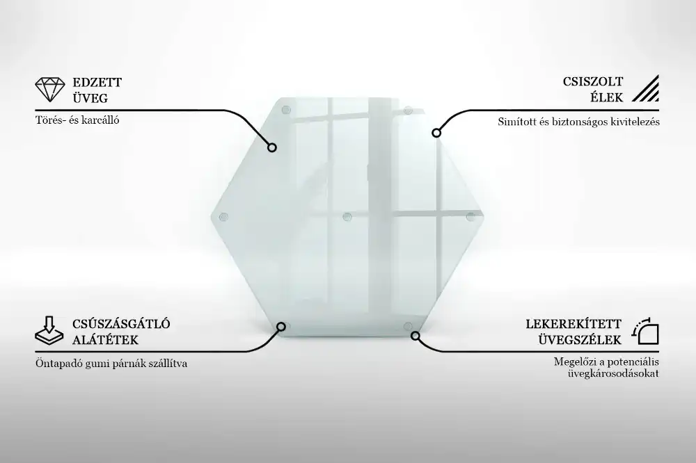 Planche à découper hexagonale en verre transparent