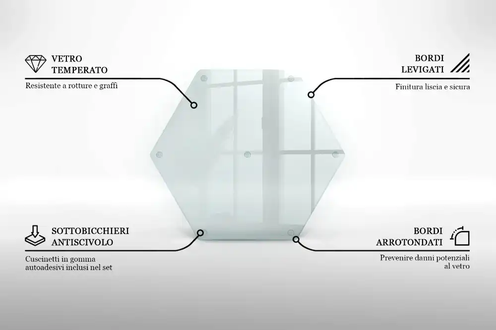 Planche à découper hexagonale en verre transparent