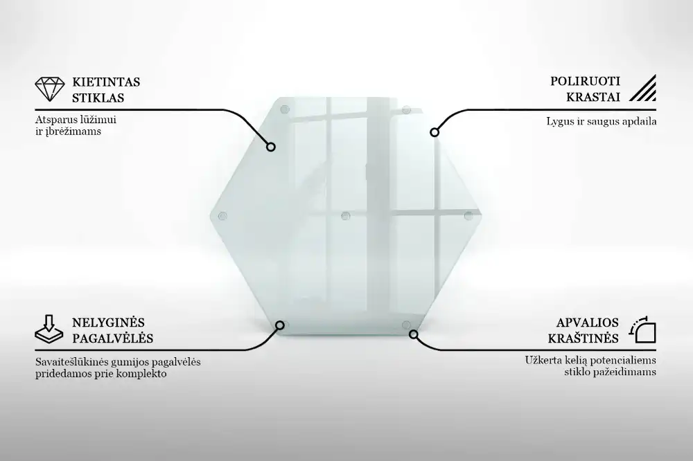 Planche à découper hexagonale en verre transparent