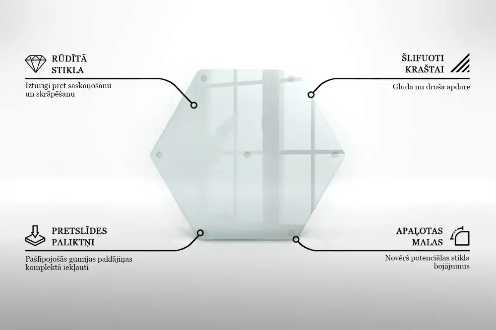 Planche à découper hexagonale en verre transparent