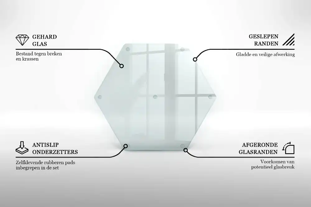 Planche à découper hexagonale en verre transparent