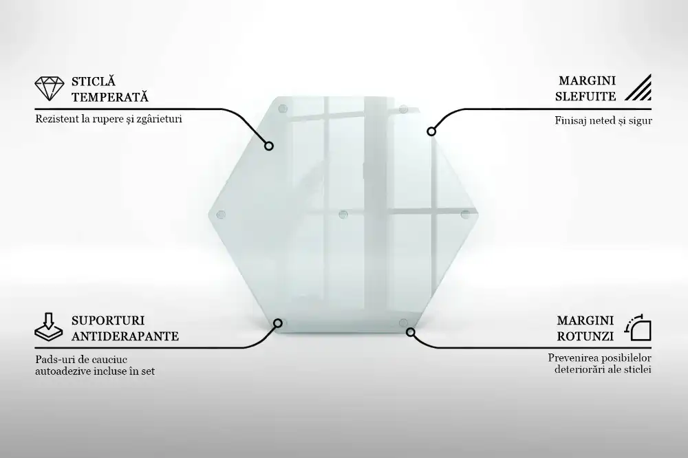 Planche à découper hexagonale en verre transparent