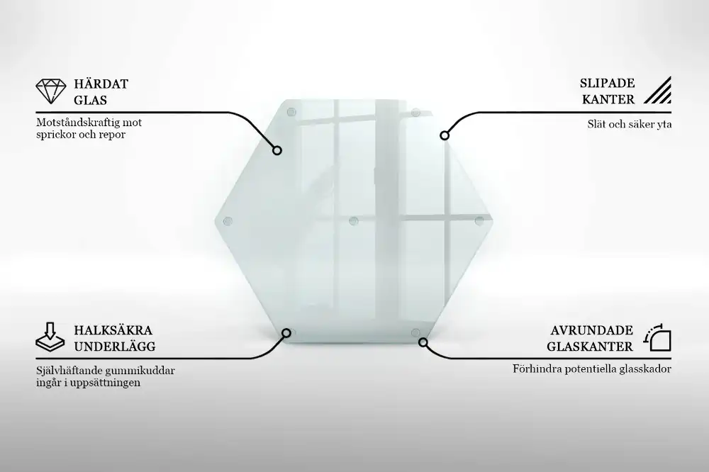 Planche à découper hexagonale en verre transparent