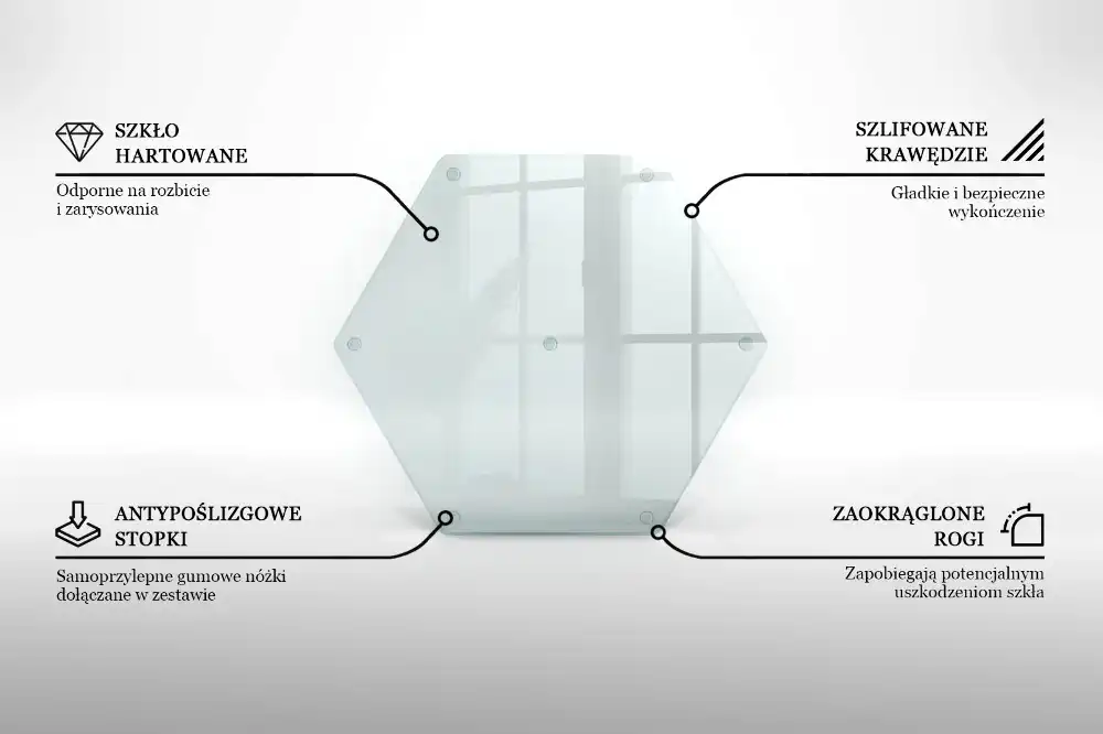 Planche à découper hexagonale en verre transparent