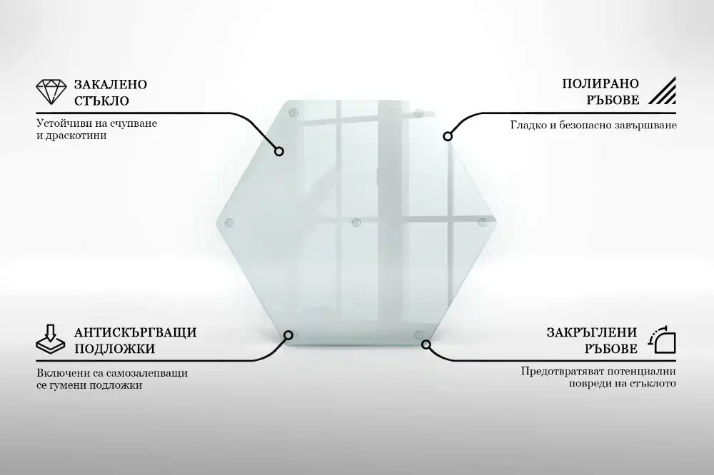 Planche à découper hexagonale en verre transparent