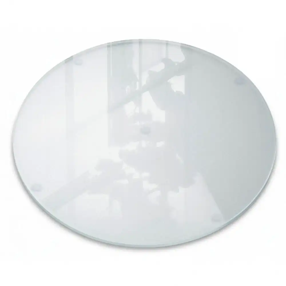 Planche à découper ronde en verre semi-transparente