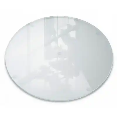 Planche à découper ronde en verre semi-transparente