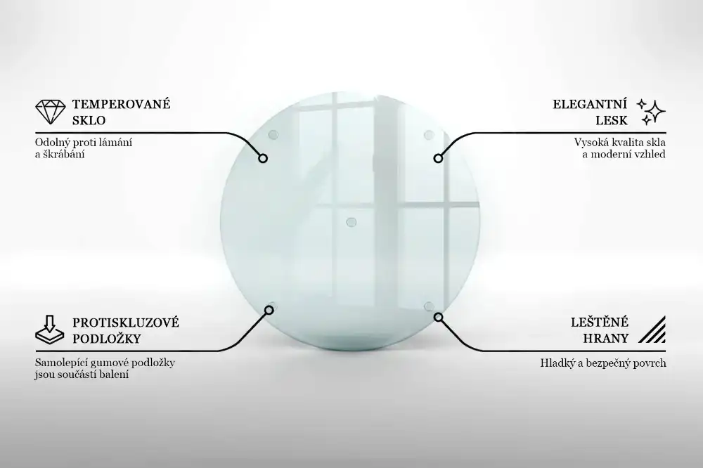 Planche à découper ronde en verre transparent