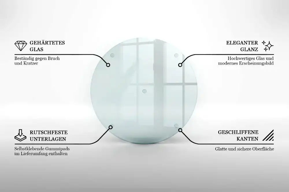 Planche à découper ronde en verre transparent