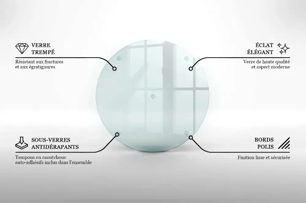 Planche à découper ronde en verre transparent