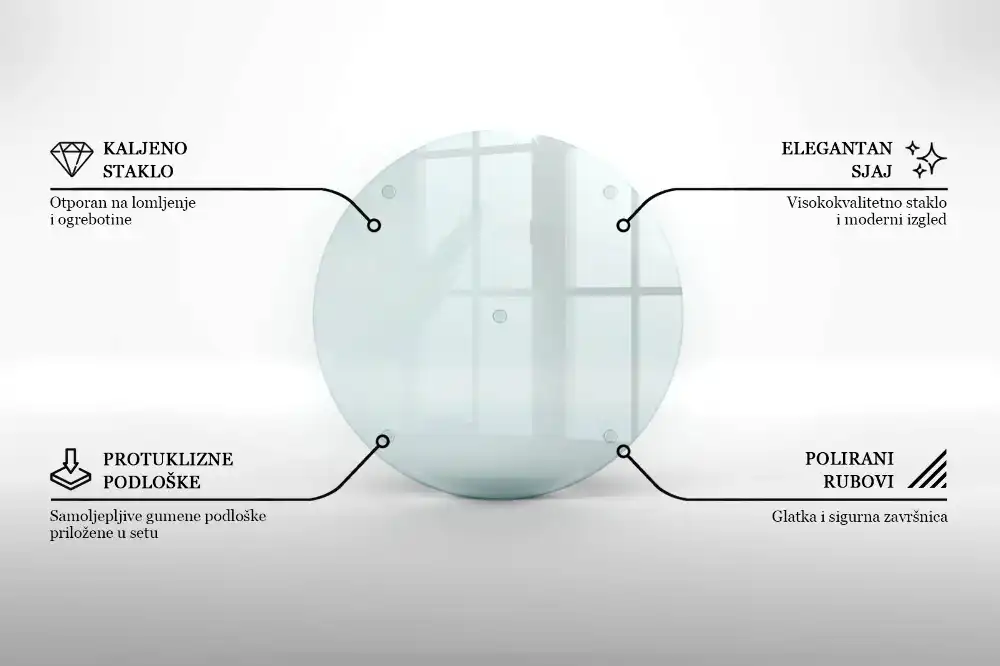 Planche à découper ronde en verre transparent