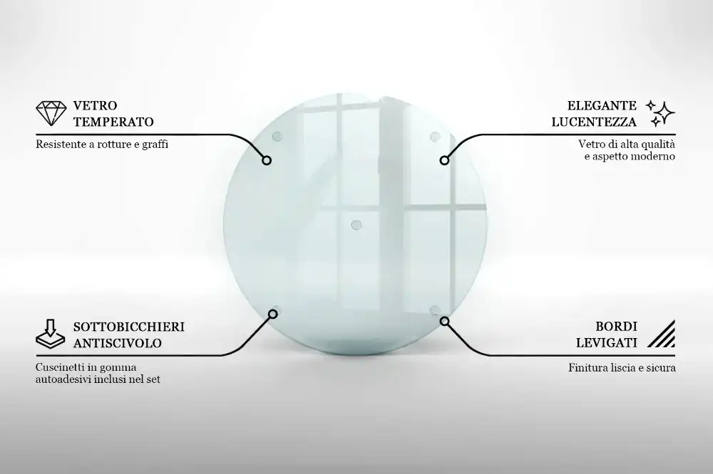 Planche à découper ronde en verre transparent