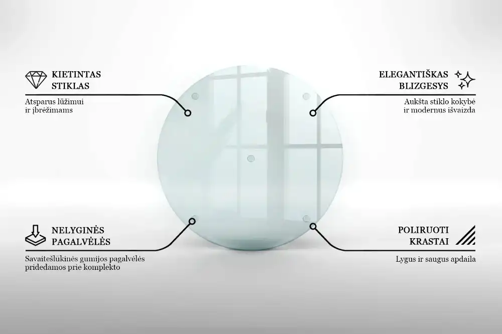 Planche à découper ronde en verre transparent