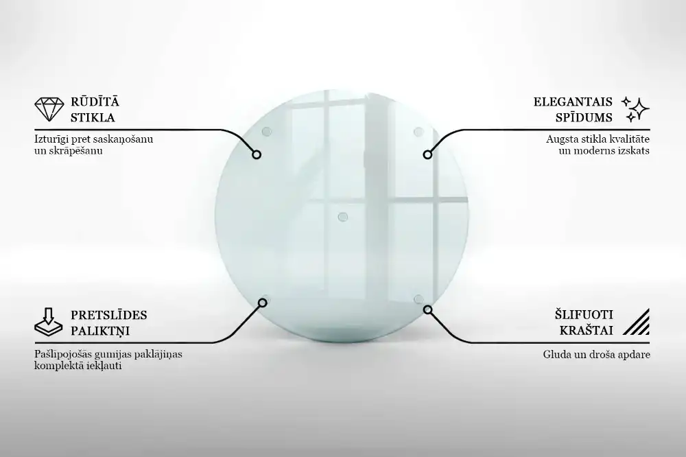 Planche à découper ronde en verre transparent