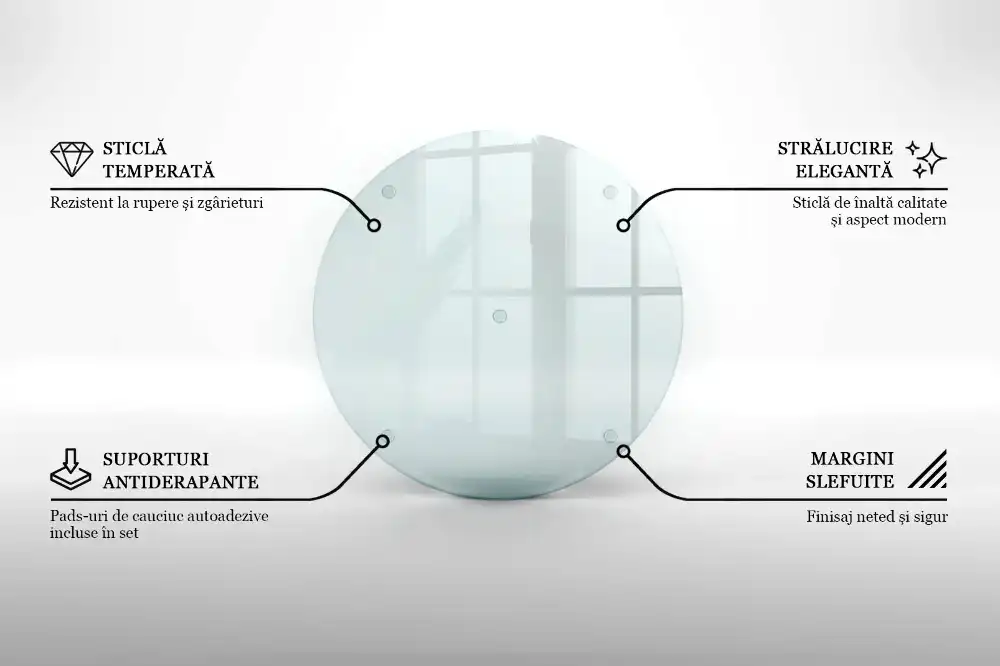 Planche à découper ronde en verre transparent