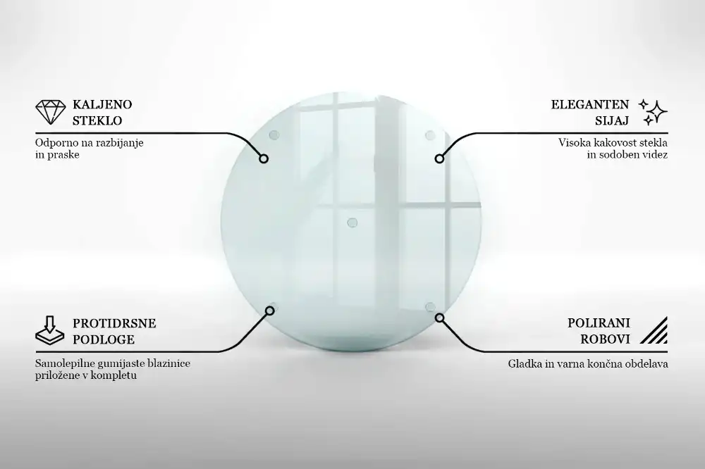 Planche à découper ronde en verre transparent
