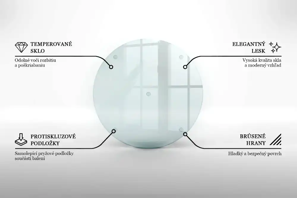 Planche à découper ronde en verre transparent