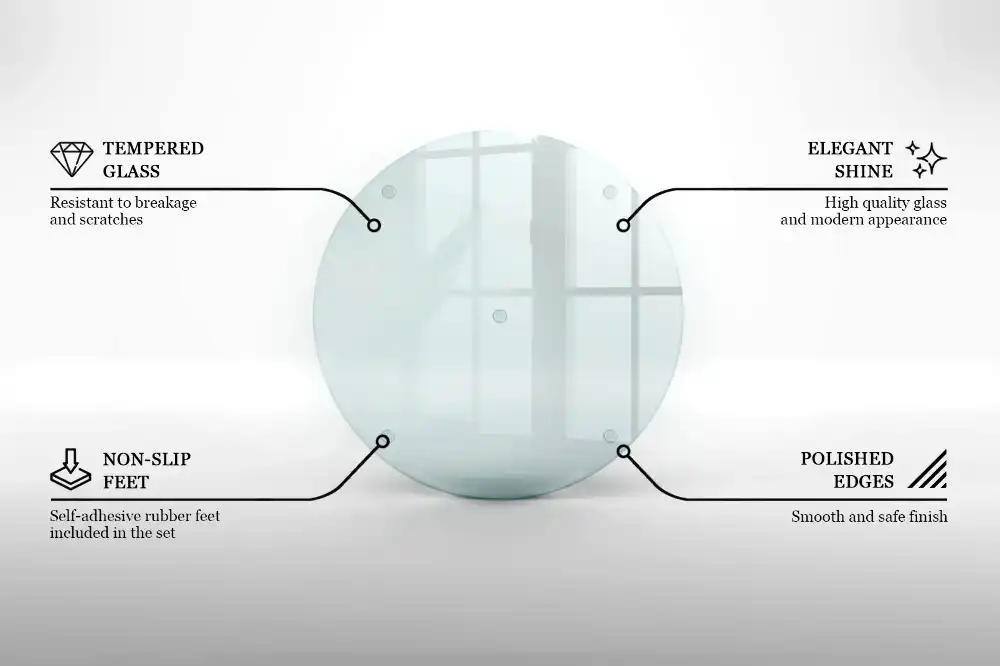 Planche à découper ronde en verre transparent