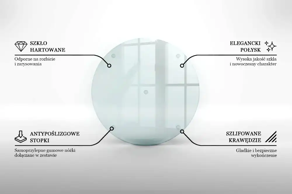 Planche à découper ronde en verre transparent