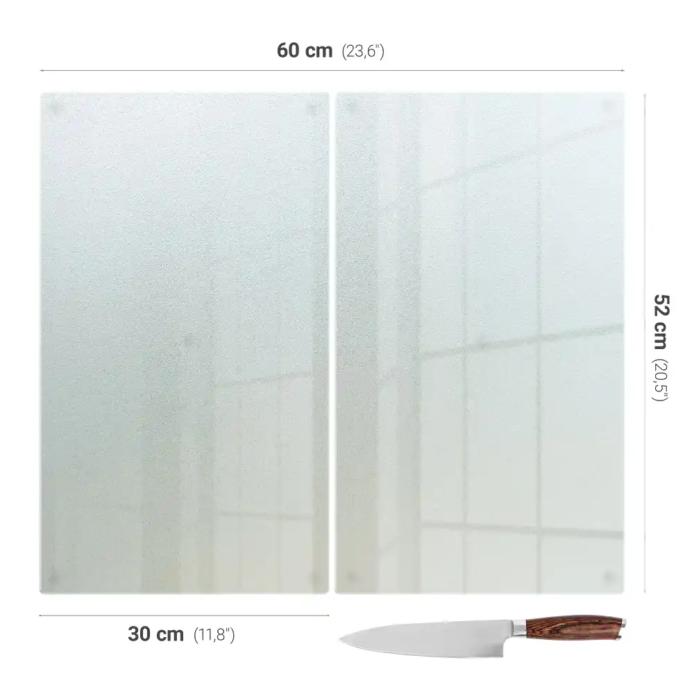 Planche à découper de cuisine double en verre semi-transparent