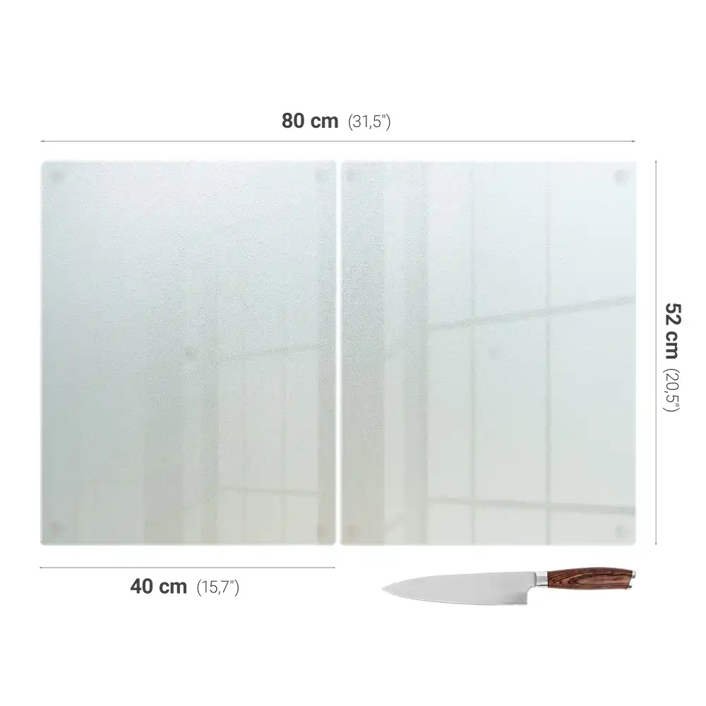 Planche à découper de cuisine double en verre semi-transparent
