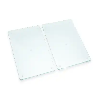 Double planche à découper en verre transparent