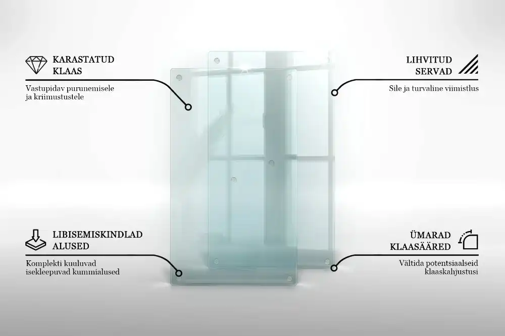 Double planche à découper en verre transparent