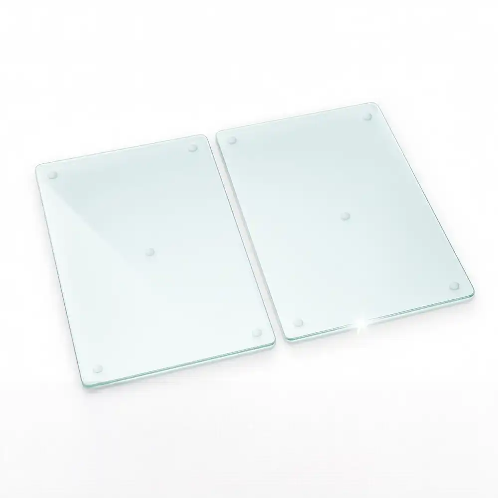 Double planche à découper en verre transparent