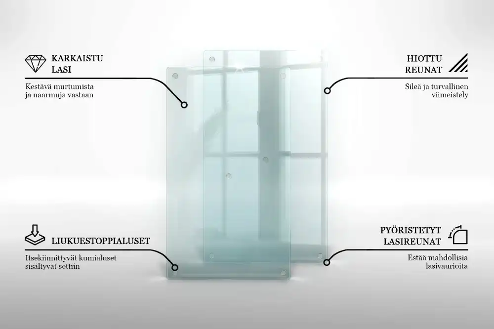 Double planche à découper en verre transparent
