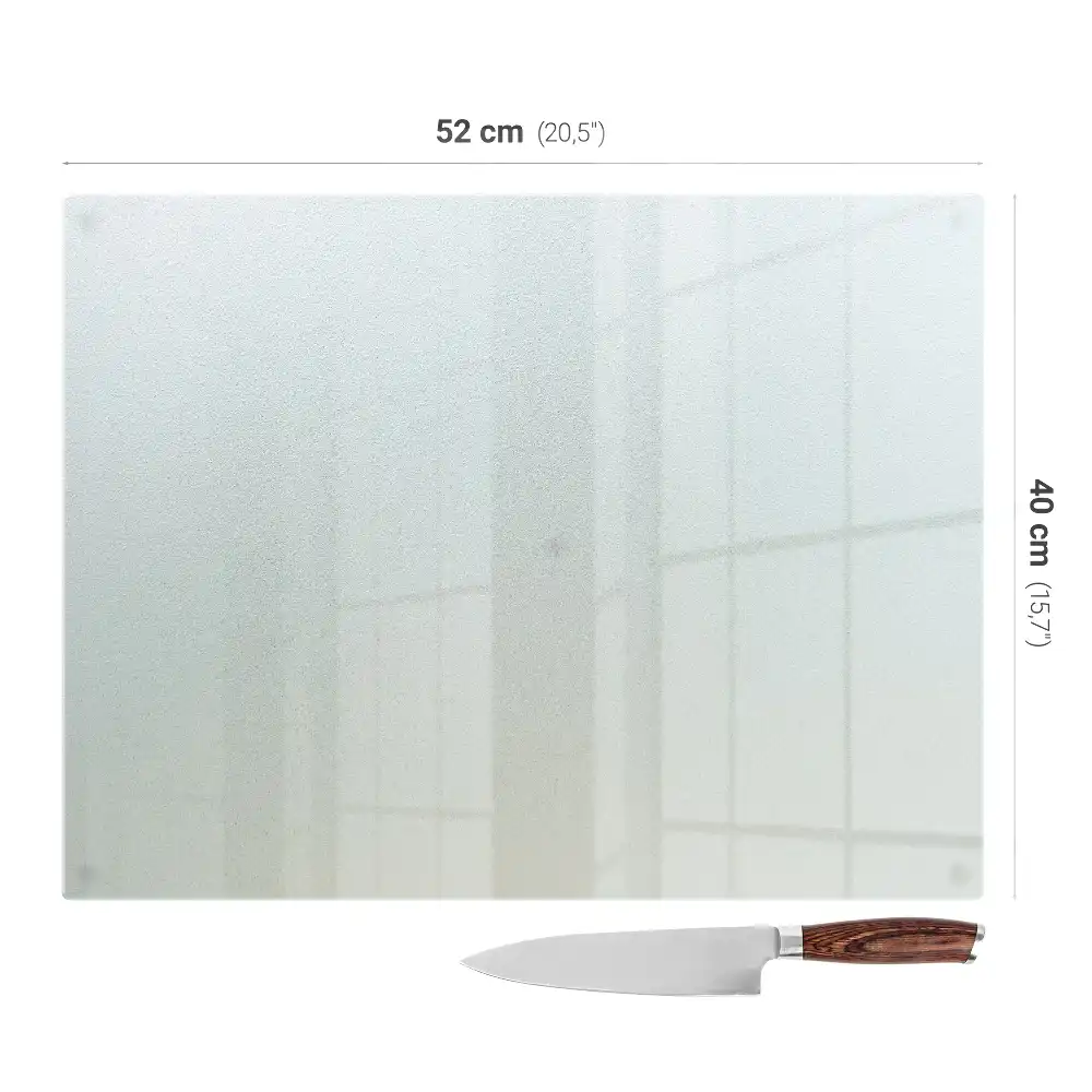 Planche à découper rectangulaire en verre dépoli
