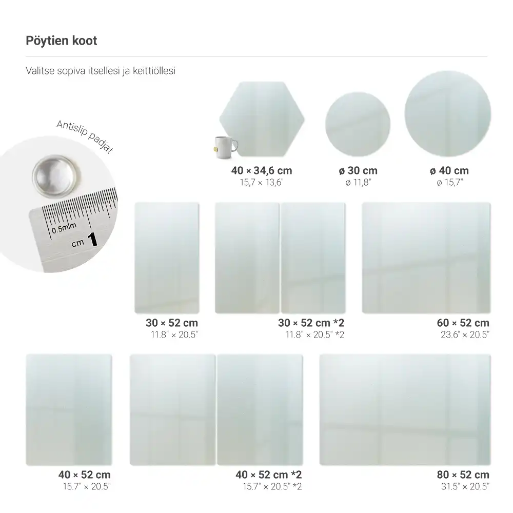 Planche à découper rectangulaire en verre dépoli