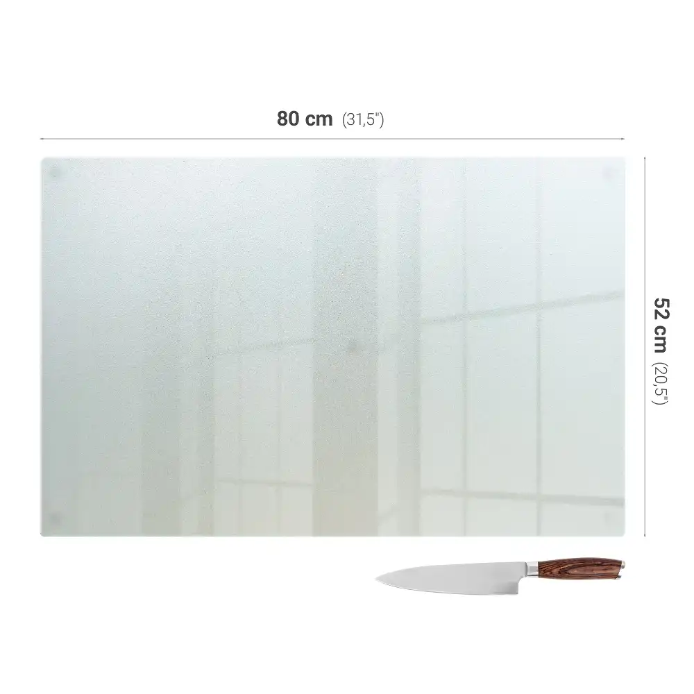 Planche à découper rectangulaire en verre dépoli