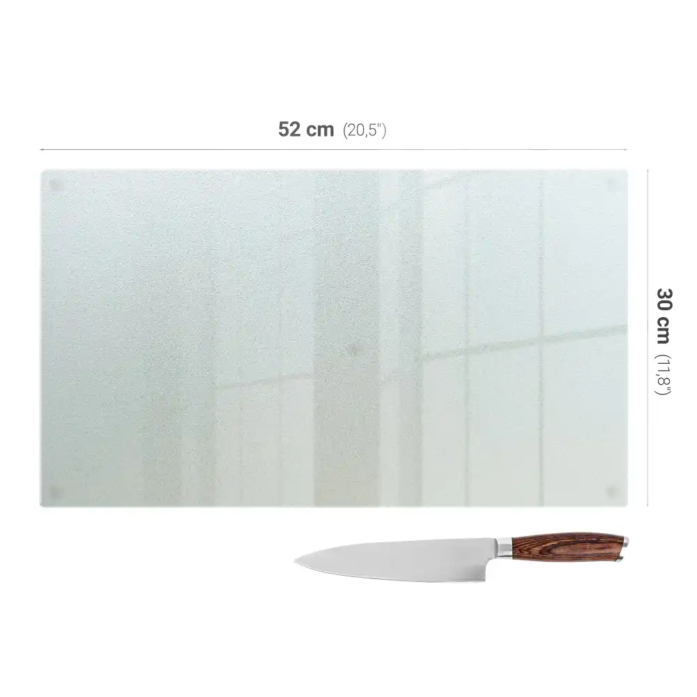 Planche à découper rectangulaire en verre dépoli