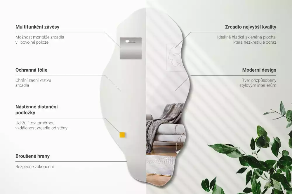 Miroir mural de forme organique design