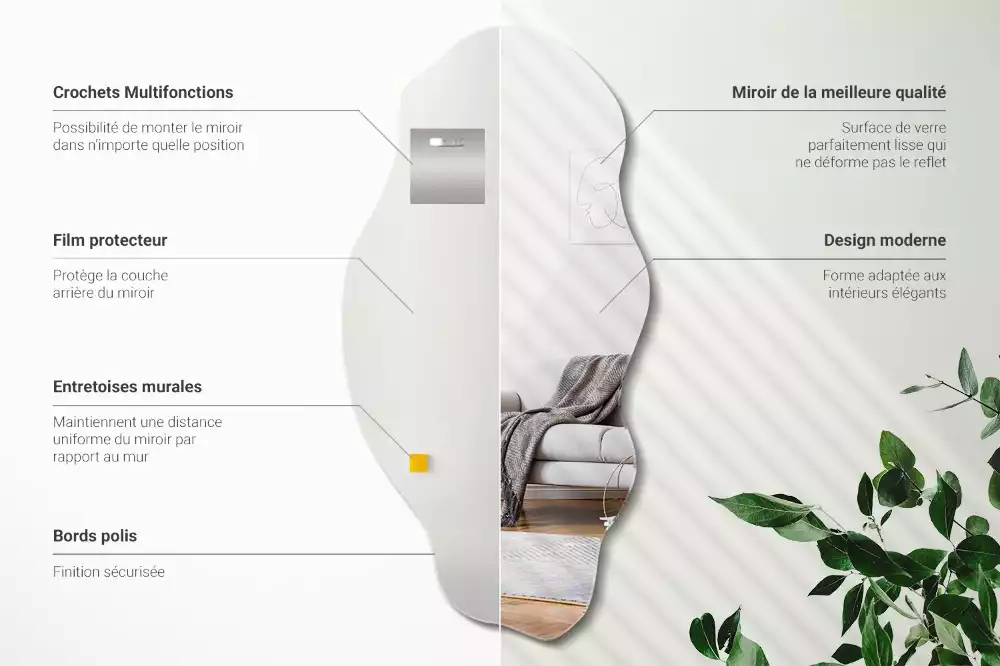Miroir mural de forme organique design