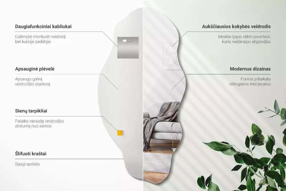 Miroir mural de forme organique design