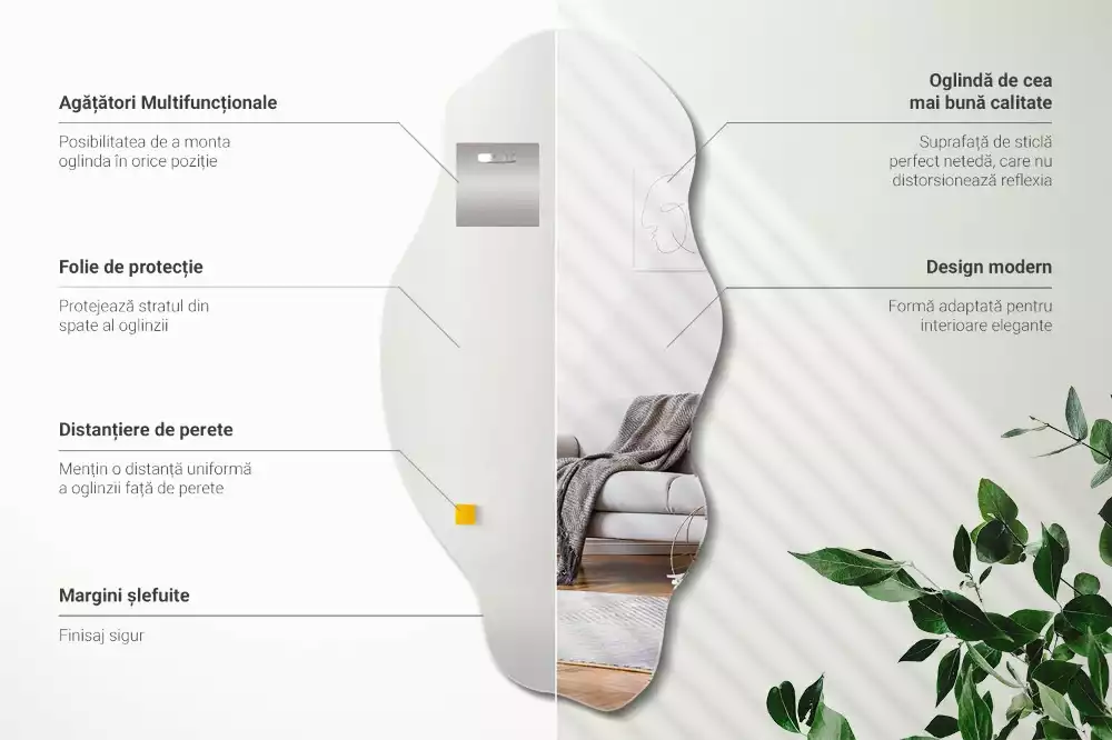 Miroir mural de forme organique design