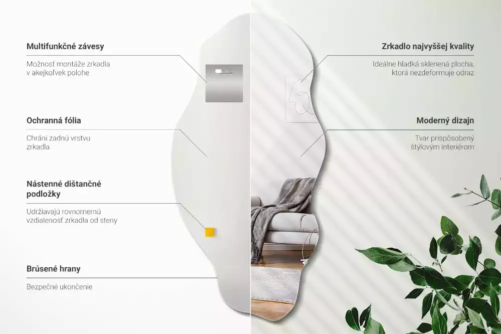 Miroir mural de forme organique design