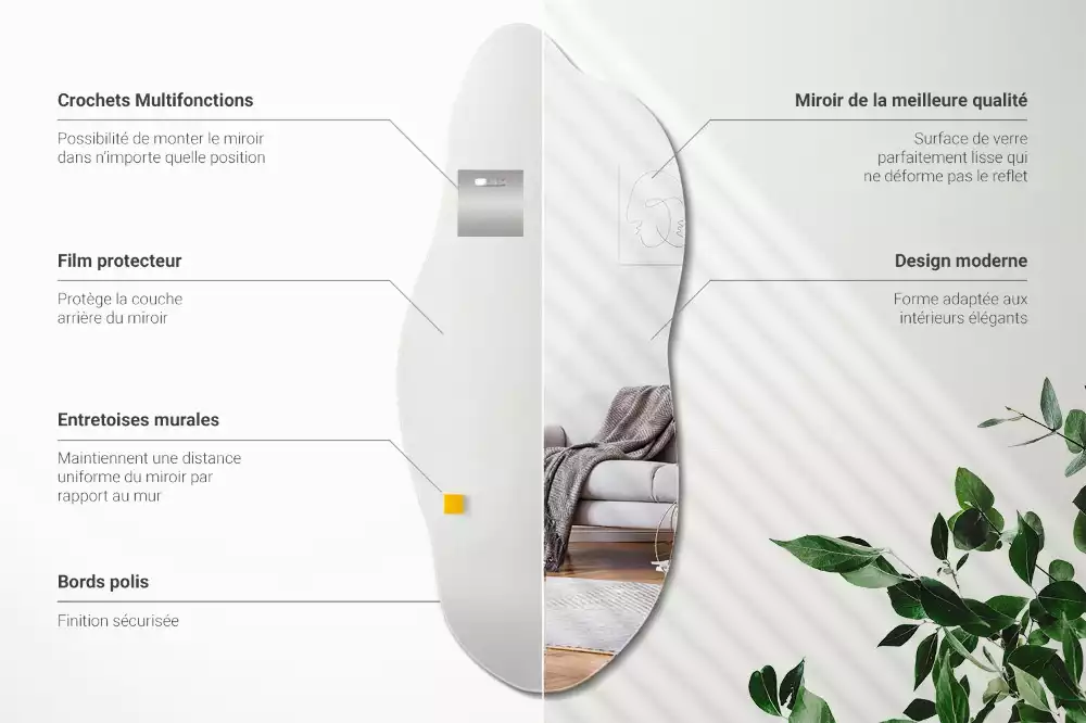 Miroir suspendu de forme organique moderne