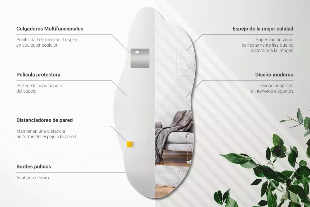 Miroir suspendu de forme organique moderne