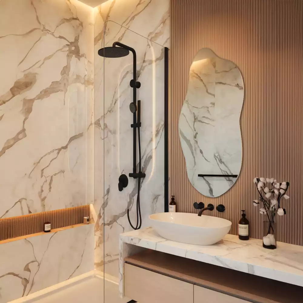 Miroir suspendu de forme organique moderne