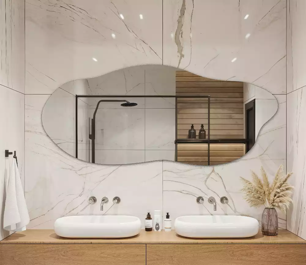 Miroir suspendu de forme organique moderne